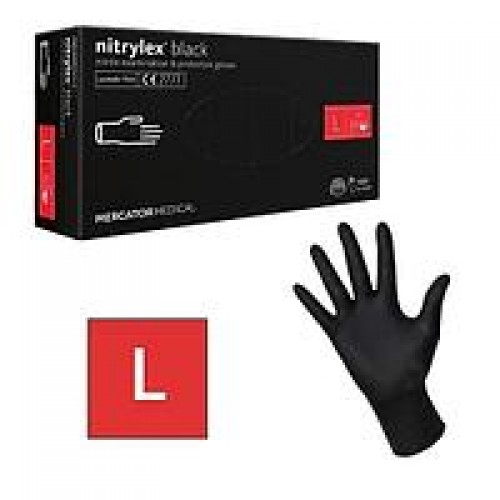 Рукавиці нітрилові оглядові не опудрені NITRYLEX L Black (100шт) Рукавиці нітрилові оглядові не опудрені NITRYLEX L Black (100шт)