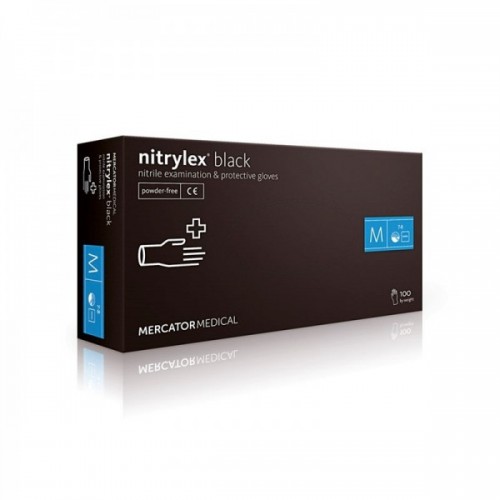 Рукавиці нітрилові оглядові не опудрені NITRYLEX M Black (100шт)